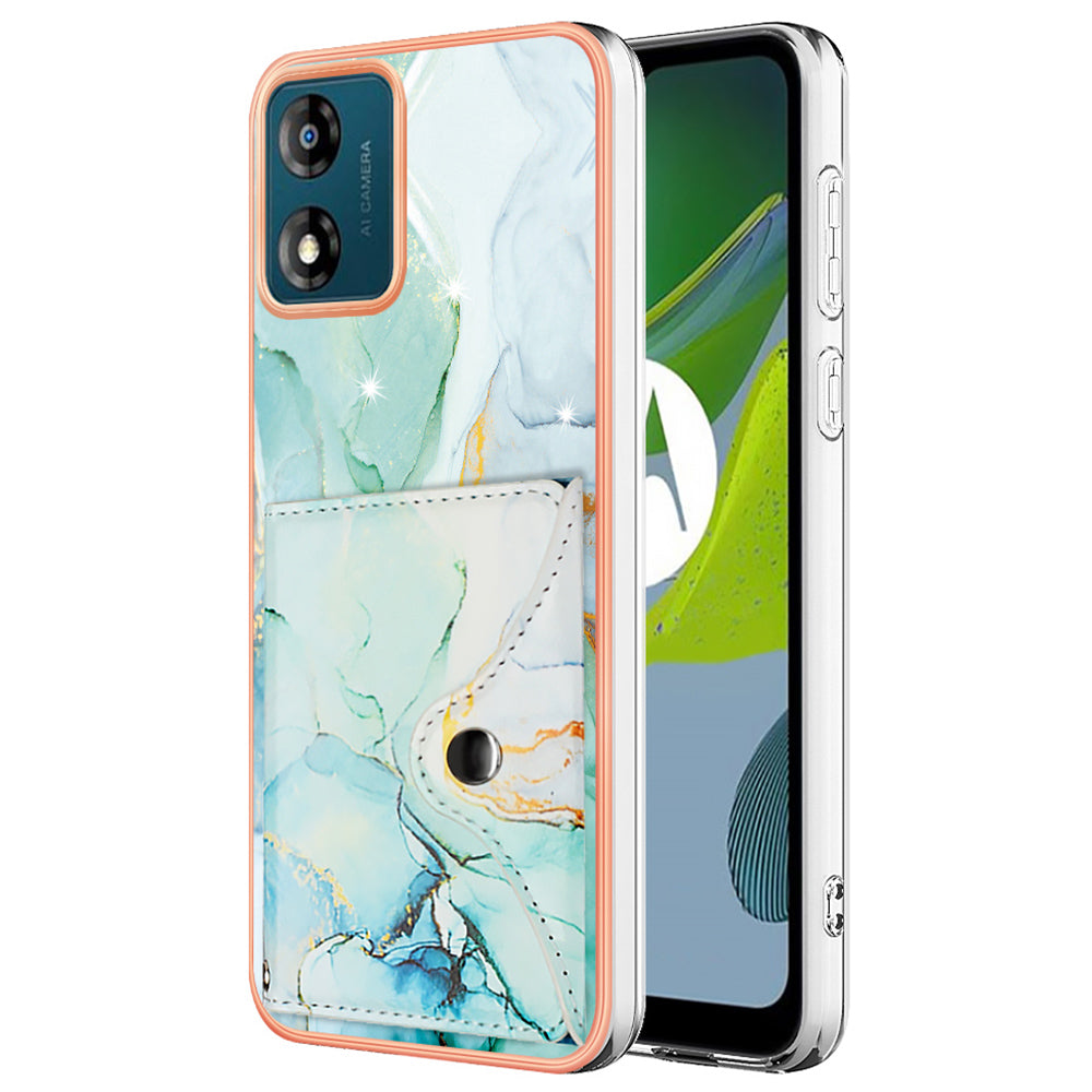 YB Leather Coating Series-9 for Motorola Moto E13 4G Card Case Kickstand IMD Leather+TPU Phone Cover YB Leather Coating Series-9 for Motorola Moto E13 4G Card Case Kickstand IMD Leather+TPU Phone Cover